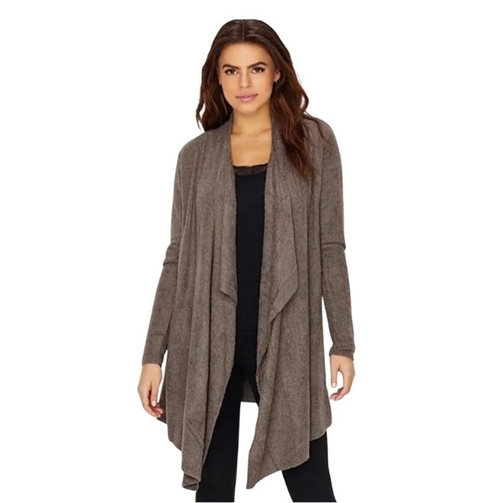 Barefoot Dreams Bamboo Calypso Wrap Open Front Cardigan Cocoa Brown S/M St 436‎